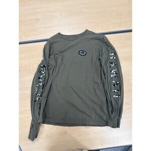 RVCA Men’s Long Sleeve Graphic T-Shirt Olive Green Zebra Logo Size L